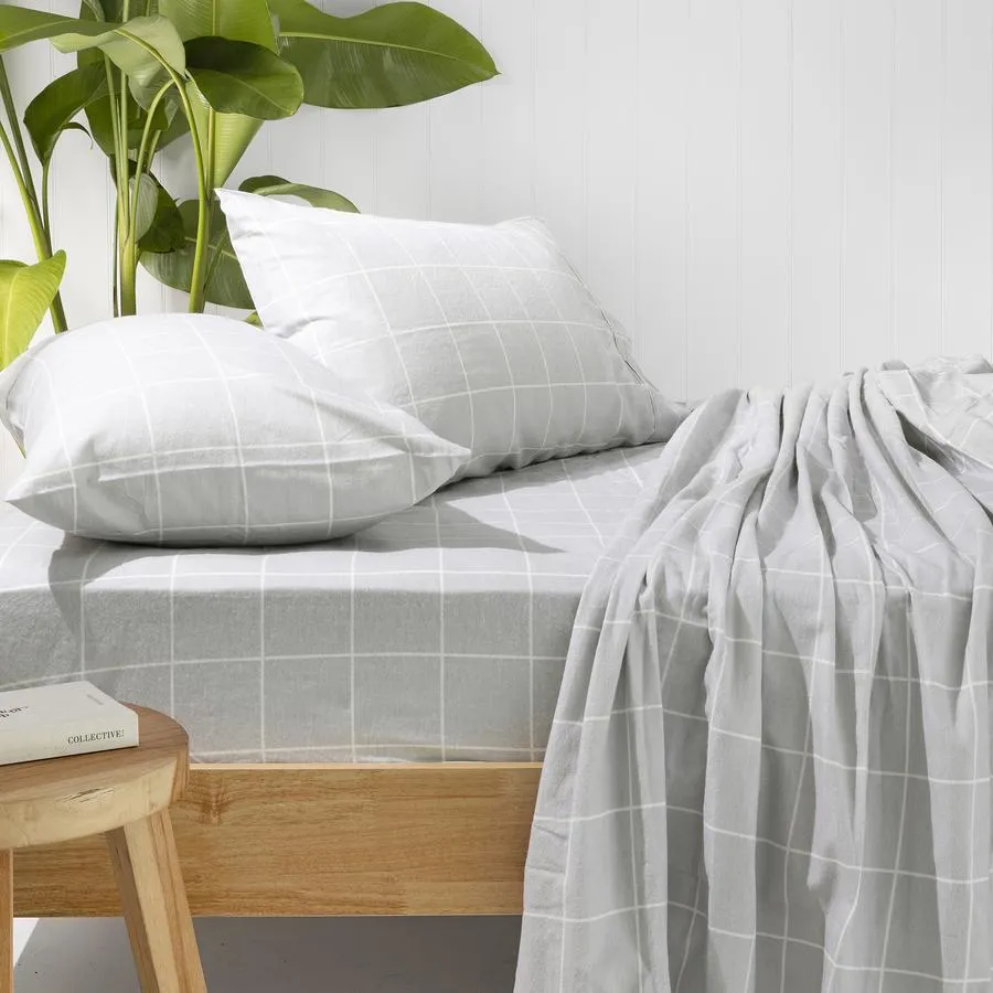 Bambury Carrington Flannelette Sheet Set - Silver