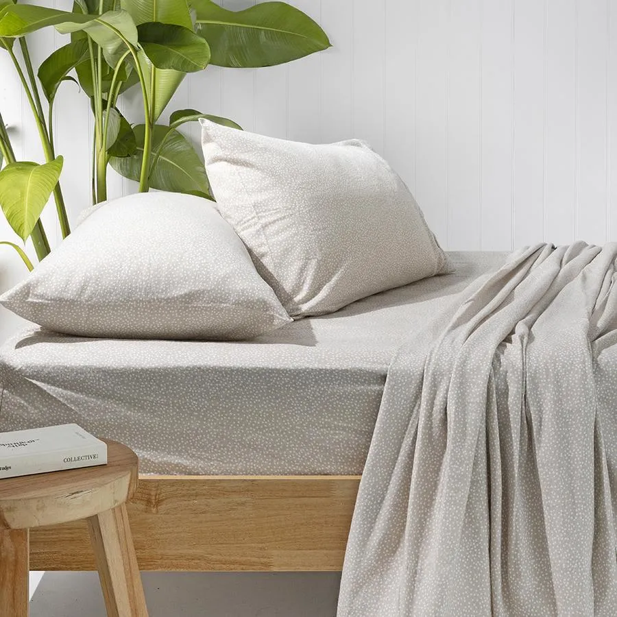 Bambury Spot Flannelette Sheet Set - Pebble