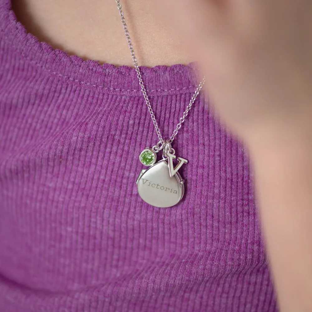 Beautiful Dancer Kids / Children's / Girls Pear Pendant/Necklace With Charms - Sterling Silver