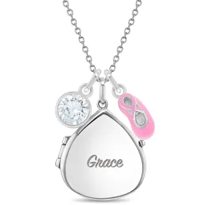 Beautiful Dancer Kids / Children's / Girls Pear Pendant/Necklace With Charms - Sterling Silver