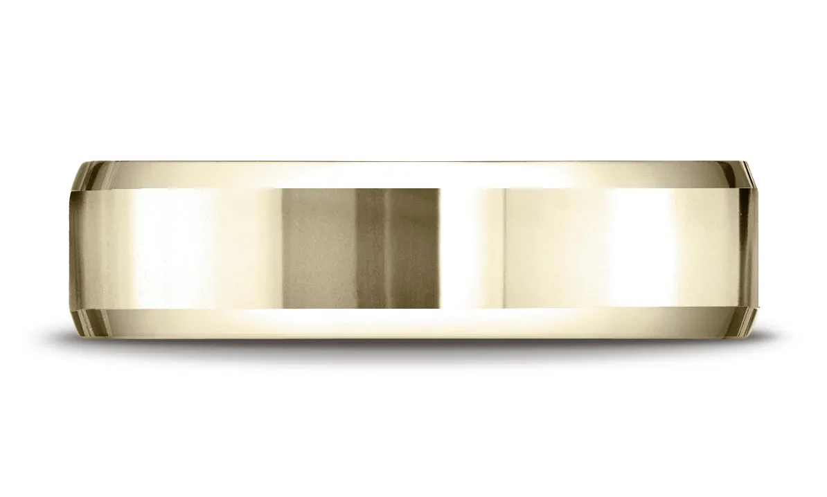 Benchmark 10K Yellow Gold 6mm Comfort-Fit High Polished Carved Design Wedding Band Ring (Sizes 4 - 15 )