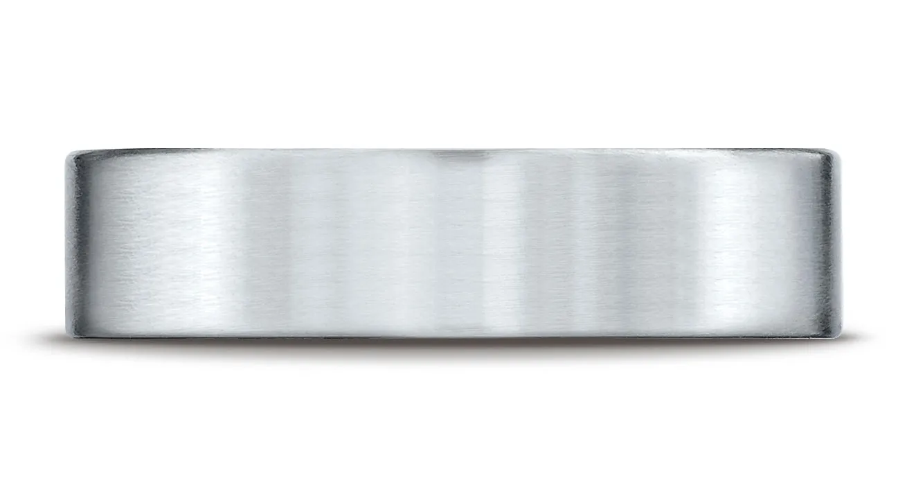 Benchmark 14K White Gold 6mm Comfort-Fit Satin-Finished Carved Design Wedding Band Ring (Sizes 4 - 15 )