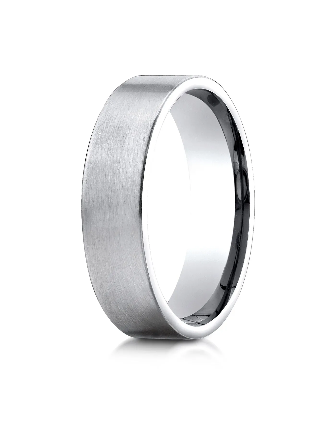 Benchmark 14K White Gold 6mm Comfort-Fit Satin-Finished Carved Design Wedding Band Ring (Sizes 4 - 15 )