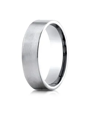 Benchmark 14K White Gold 6mm Comfort-Fit Satin-Finished Carved Design Wedding Band Ring (Sizes 4 - 15 )