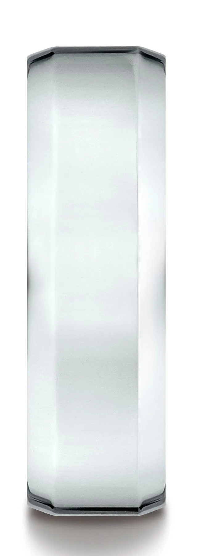 Benchmark 18k White Gold 7mm Comfort-Fit High Polished Carved Design Band, (Sizes 4-15)