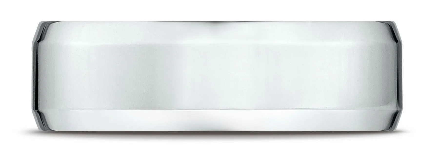 Benchmark 18k White Gold 7mm Comfort-Fit High Polished Carved Design Band, (Sizes 4-15)