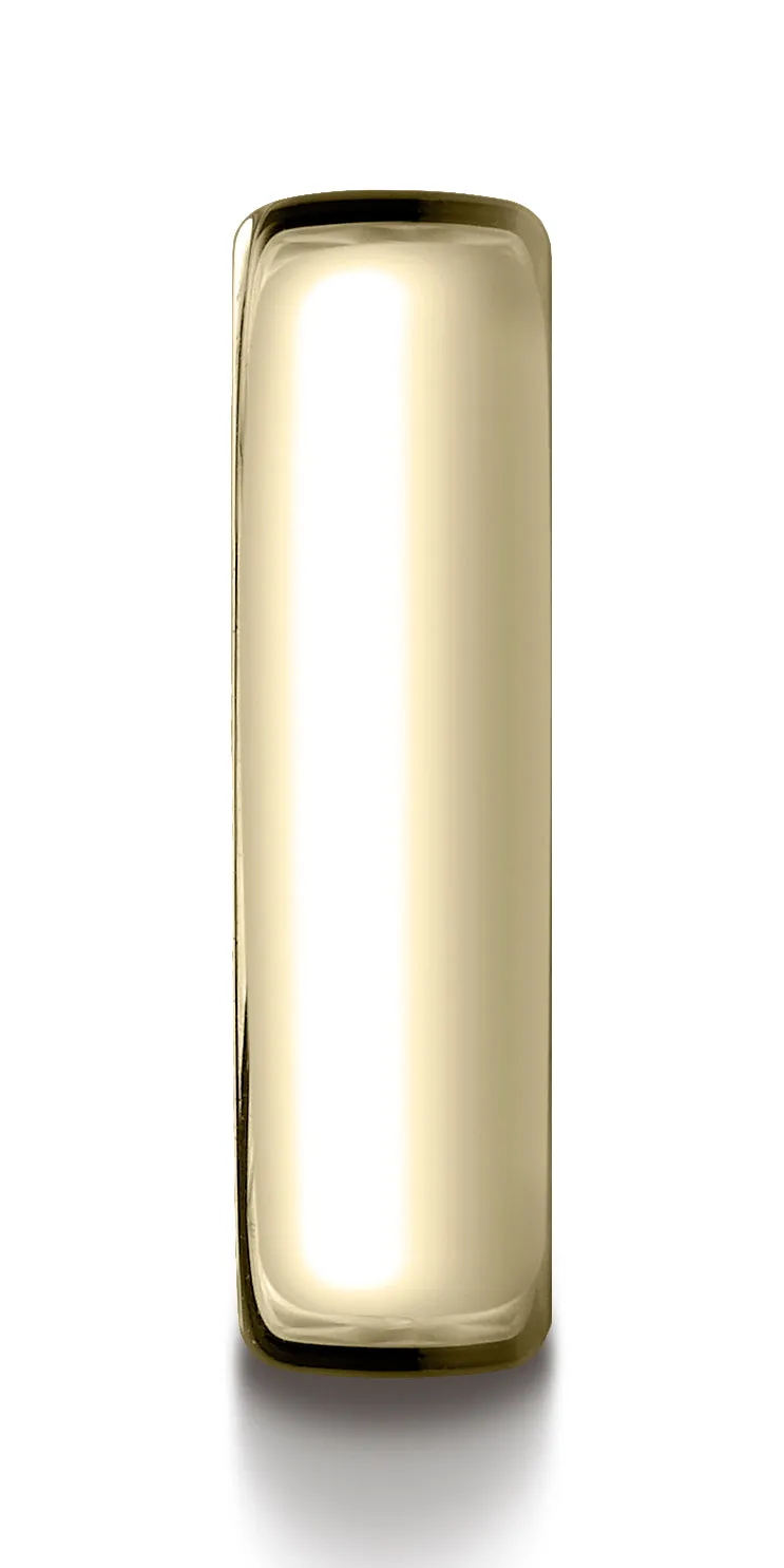 Benchmark 18K Yellow Gold 6.5mm European Comfort-Fit Wedding Band Ring (Sizes 4 - 14 )