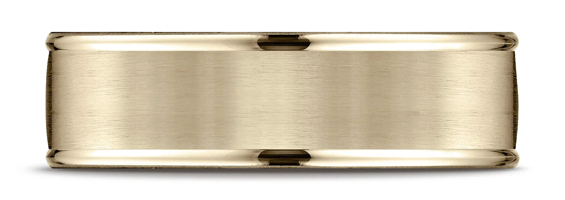 Benchmark 18k Yellow Gold 7mm Comfort-Fit Satin Finish High Polish Round Edge Carved Design Band ( 4-15)