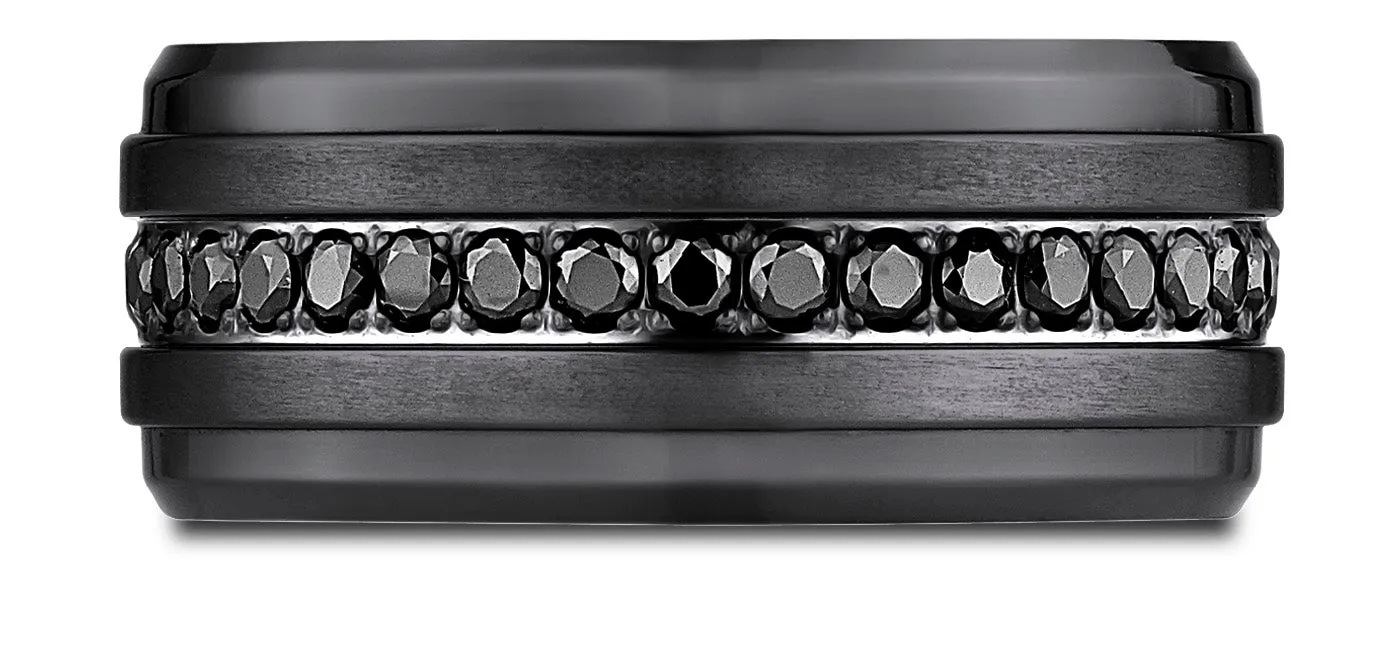 Benchmark Black Titanium 9mm Comfort-Fit Black CZ Eternity Ring, (Size 6-14)