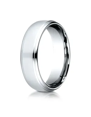 Benchmark Platinum 6.5mm Comfort-Fit Drop Edge High Polish Design Band, (Sizes 4-14)