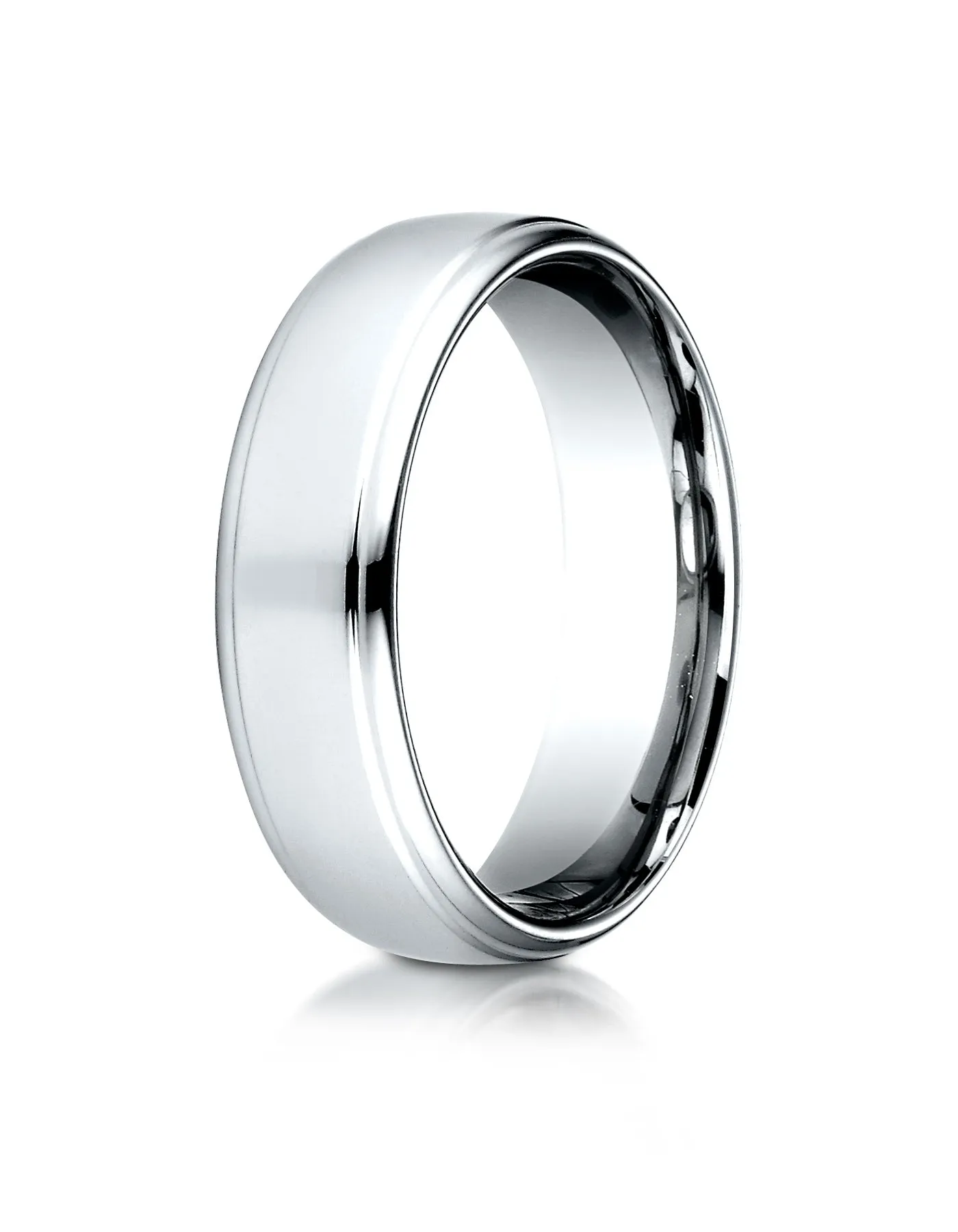 Benchmark Platinum 6.5mm Comfort-Fit Drop Edge High Polish Design Band, (Sizes 4-14)