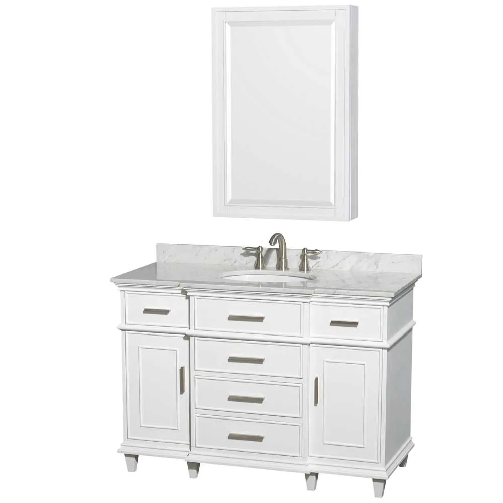 Berkeley 48 Inch Single Bathroom Vanity in White