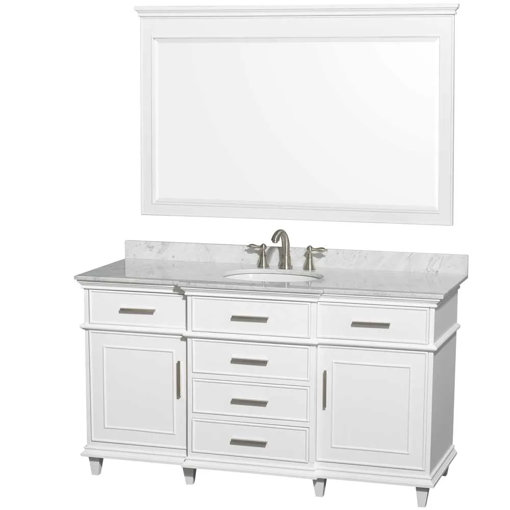 Berkeley 60 Inch Single Bathroom Vanity in White