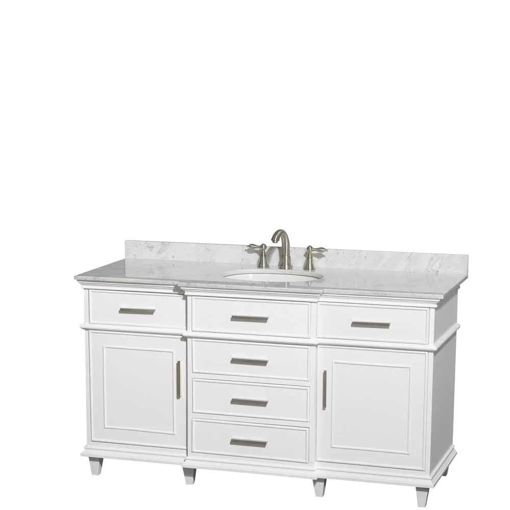Berkeley 60 Inch Single Bathroom Vanity in White