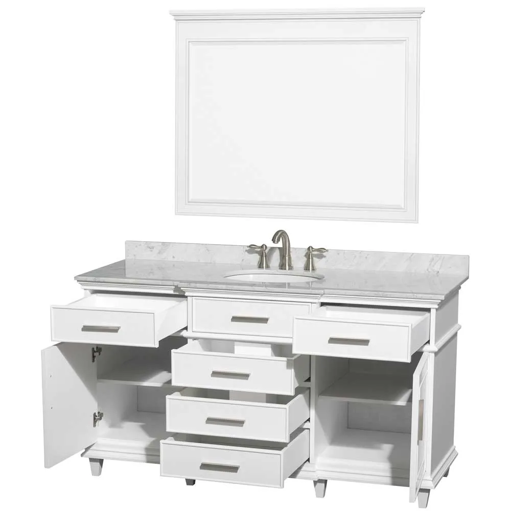 Berkeley 60 Inch Single Bathroom Vanity in White