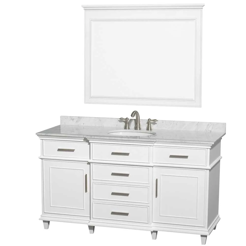 Berkeley 60 Inch Single Bathroom Vanity in White