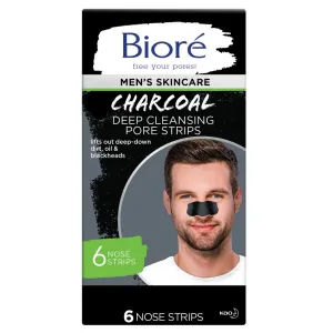 Biore Men's Charcoal Deep Cleansing Pore Strips 6 Pack