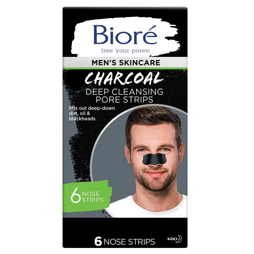 Biore Men's Charcoal Deep Cleansing Pore Strips 6 Pack