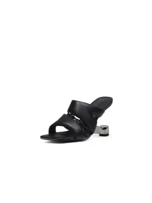 Black Croissant Leather Slide