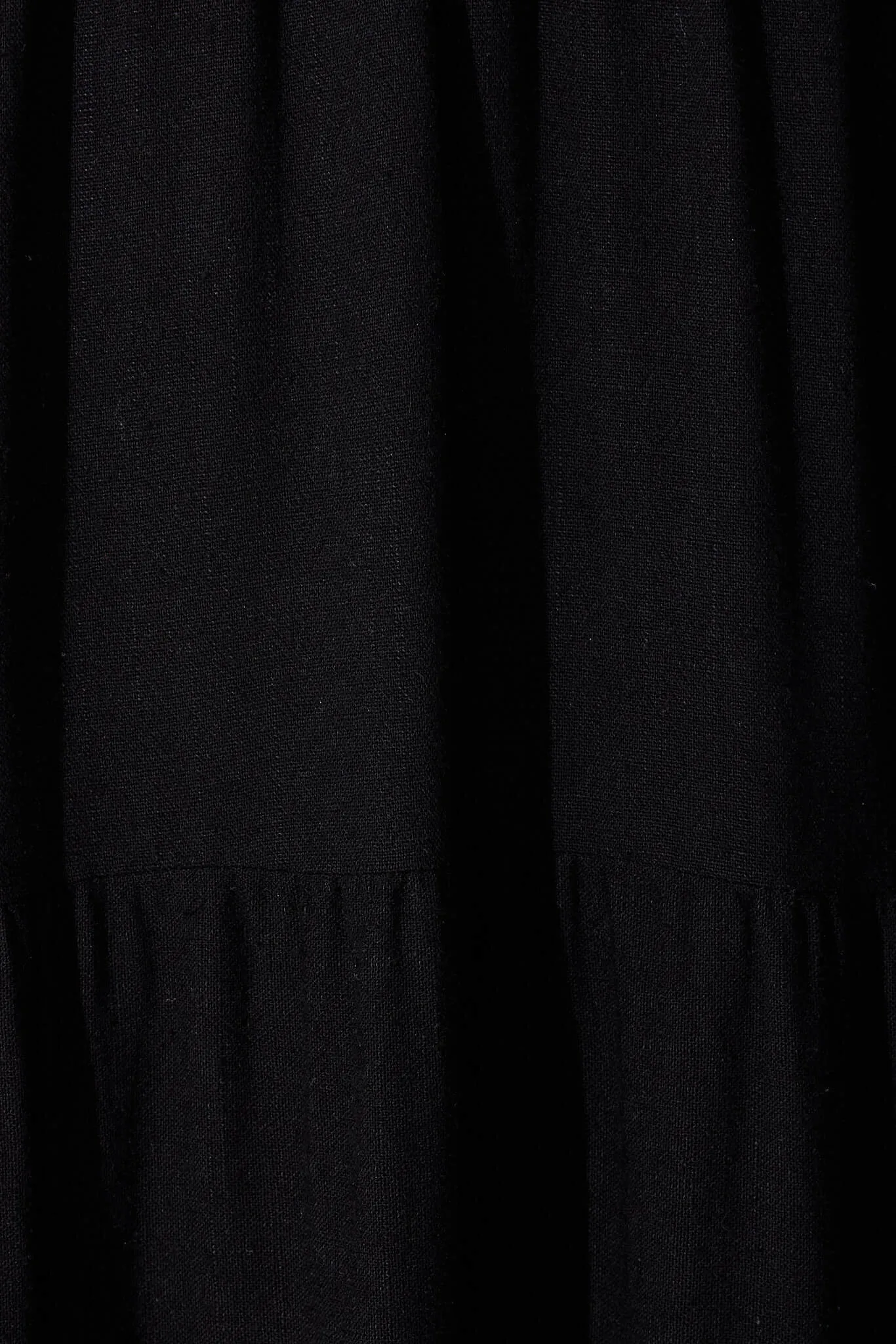 Black Linen Blend Midi Dress