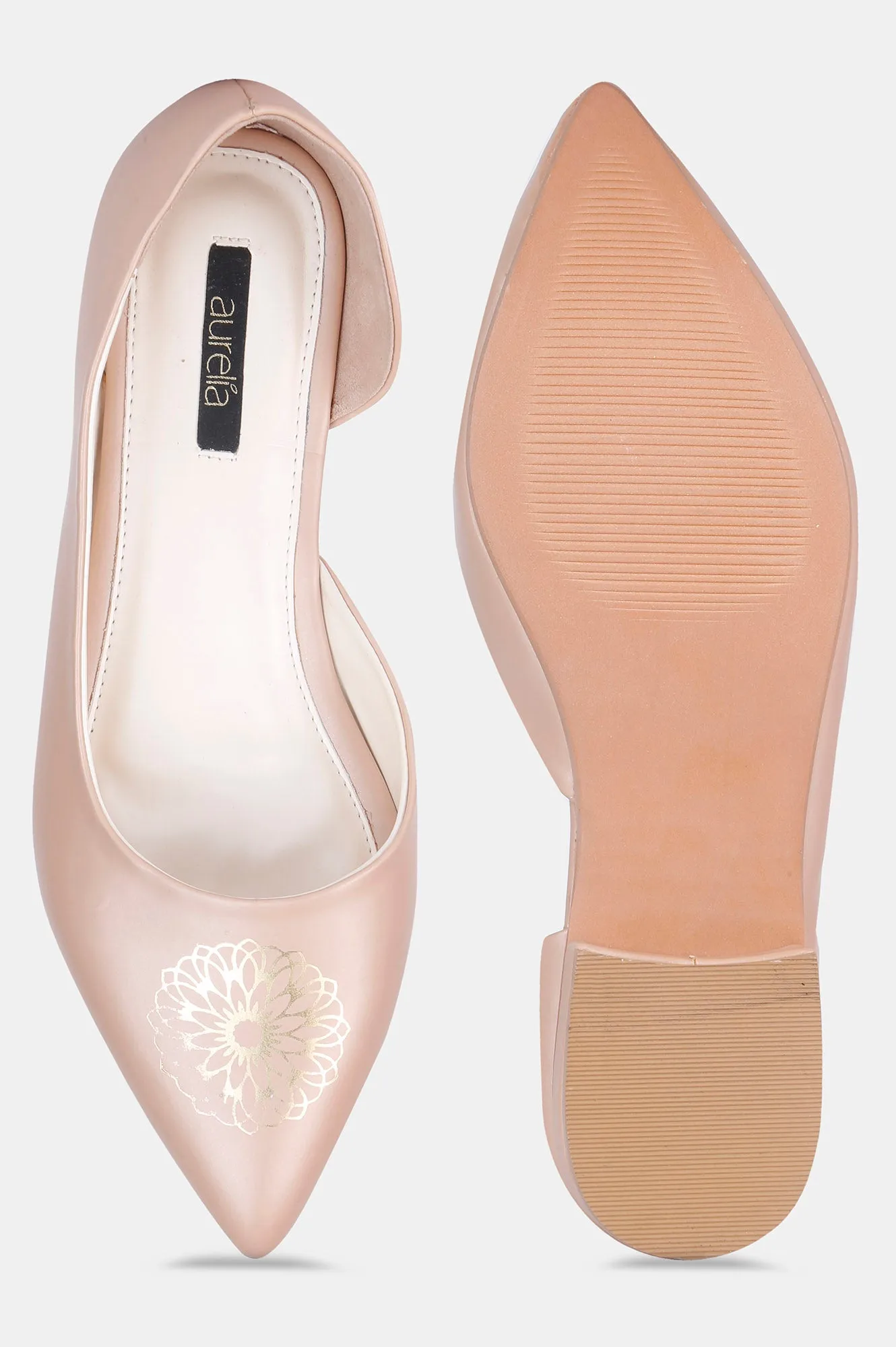 Blush Pointed Toe Foil Print Flat - ZCharlyne
