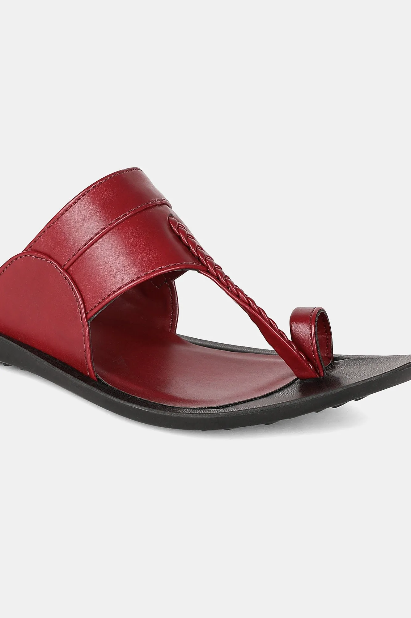Burgundy Almond Toe Solid Flat - ZDarlene