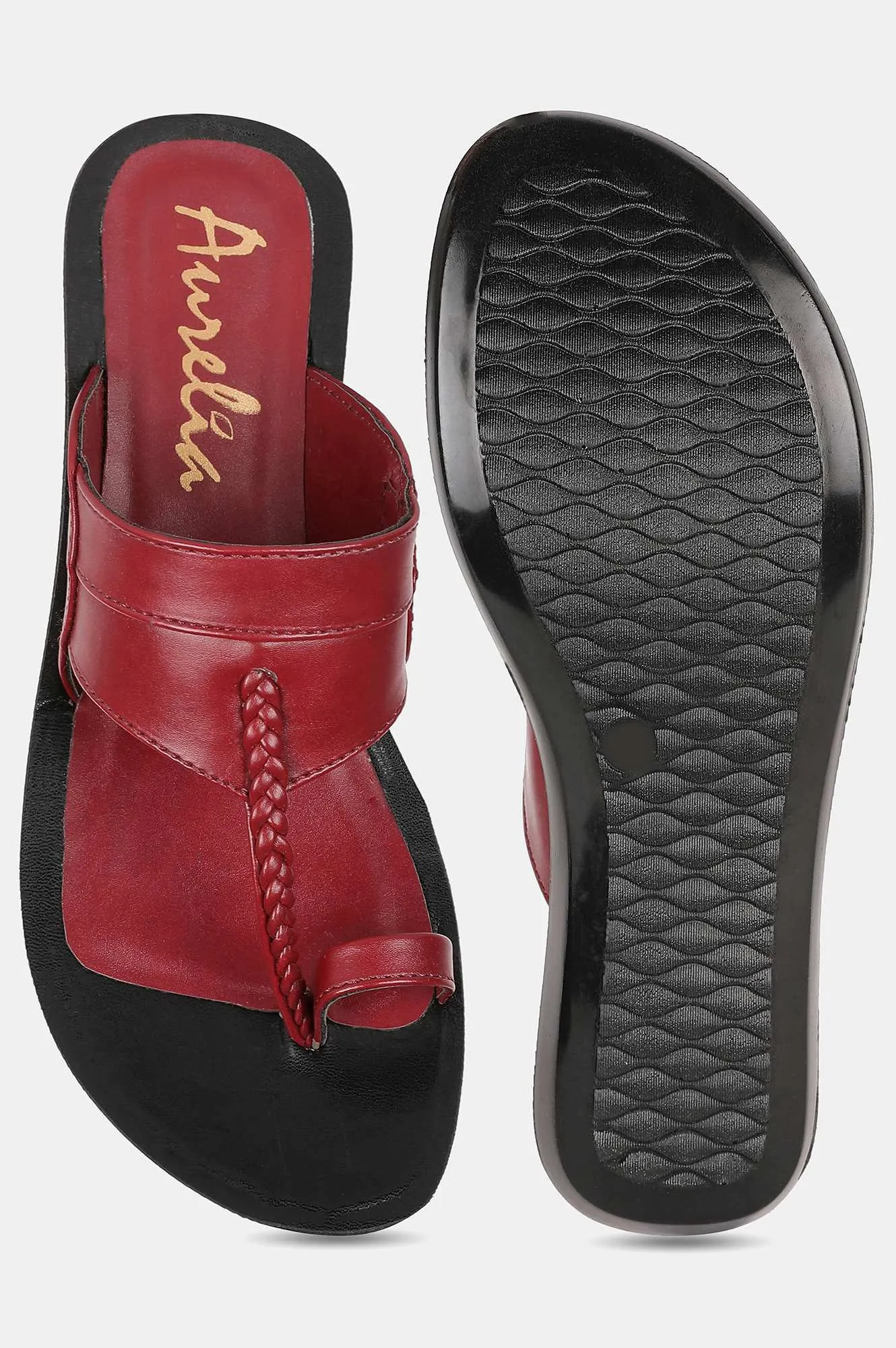Burgundy Almond Toe Solid Flat - ZDarlene