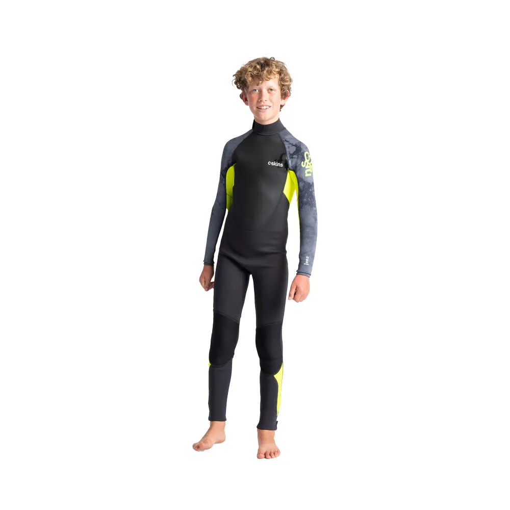 C-Skins Junior Element 3/2 Wetsuit -Anthracite/Yellow/Black Tie