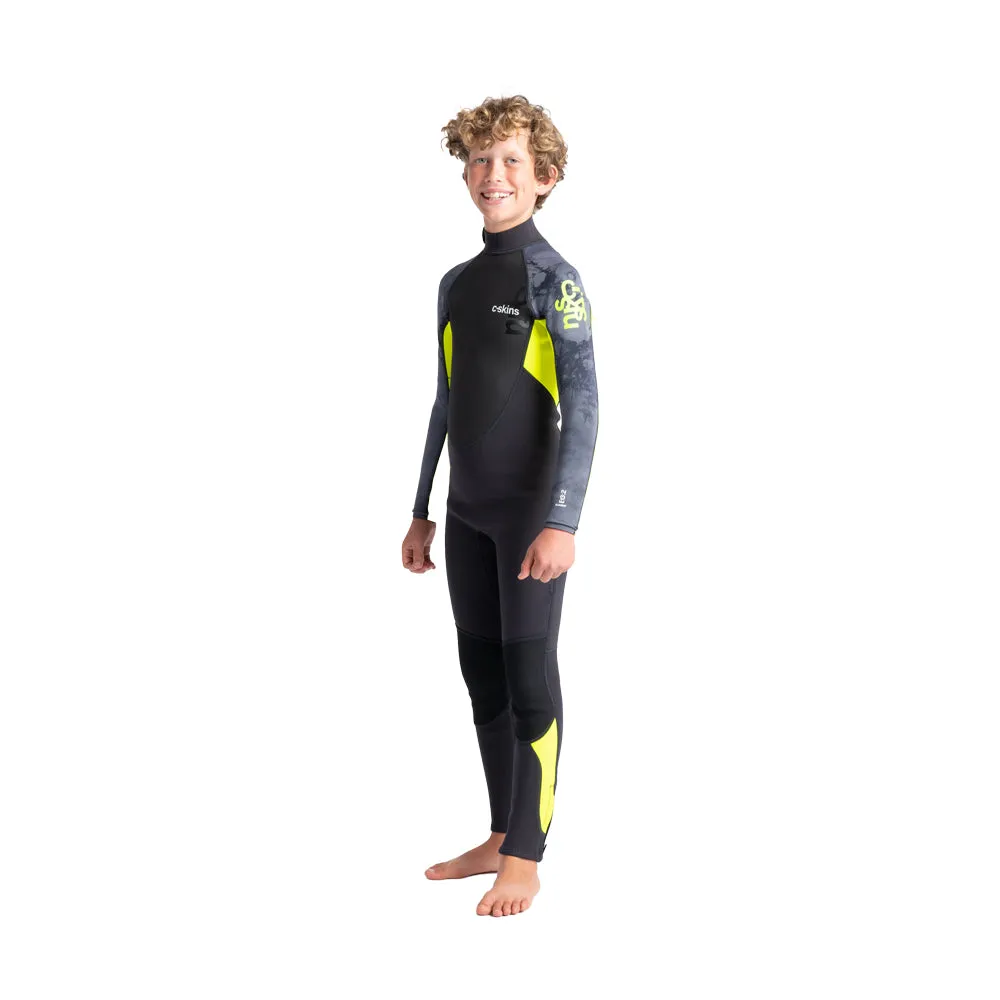 C-Skins Junior Element 3/2 Wetsuit -Anthracite/Yellow/Black Tie