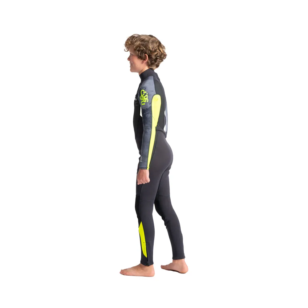 C-Skins Junior Element 3/2 Wetsuit -Anthracite/Yellow/Black Tie