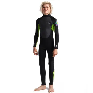 C-Skins Junior Element 3/2mm Back Zip Wetsuit - Black/Lime/Multi