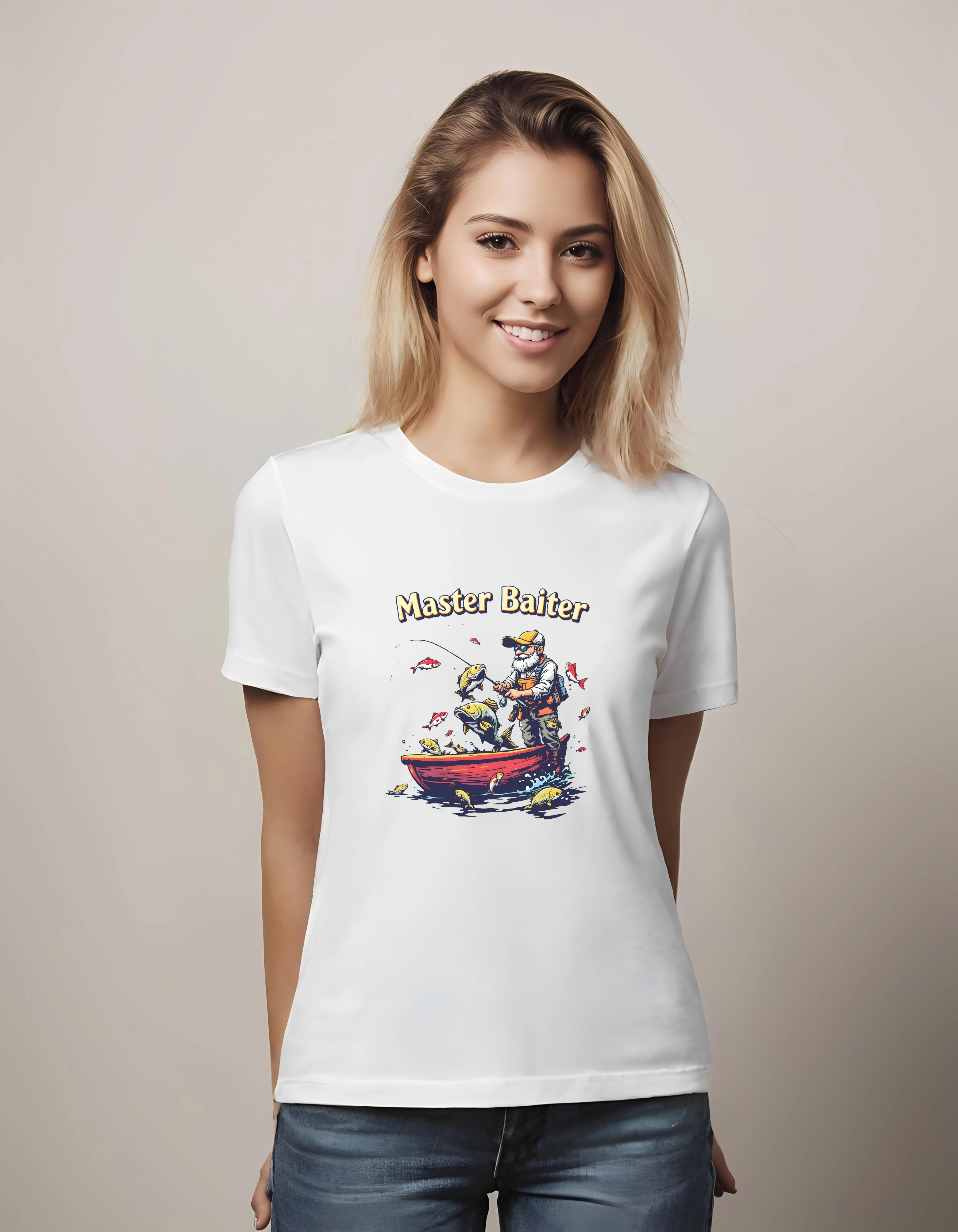 Cartoon Master Baiter Fishing Design | Classic T-Shirt (Unisex)