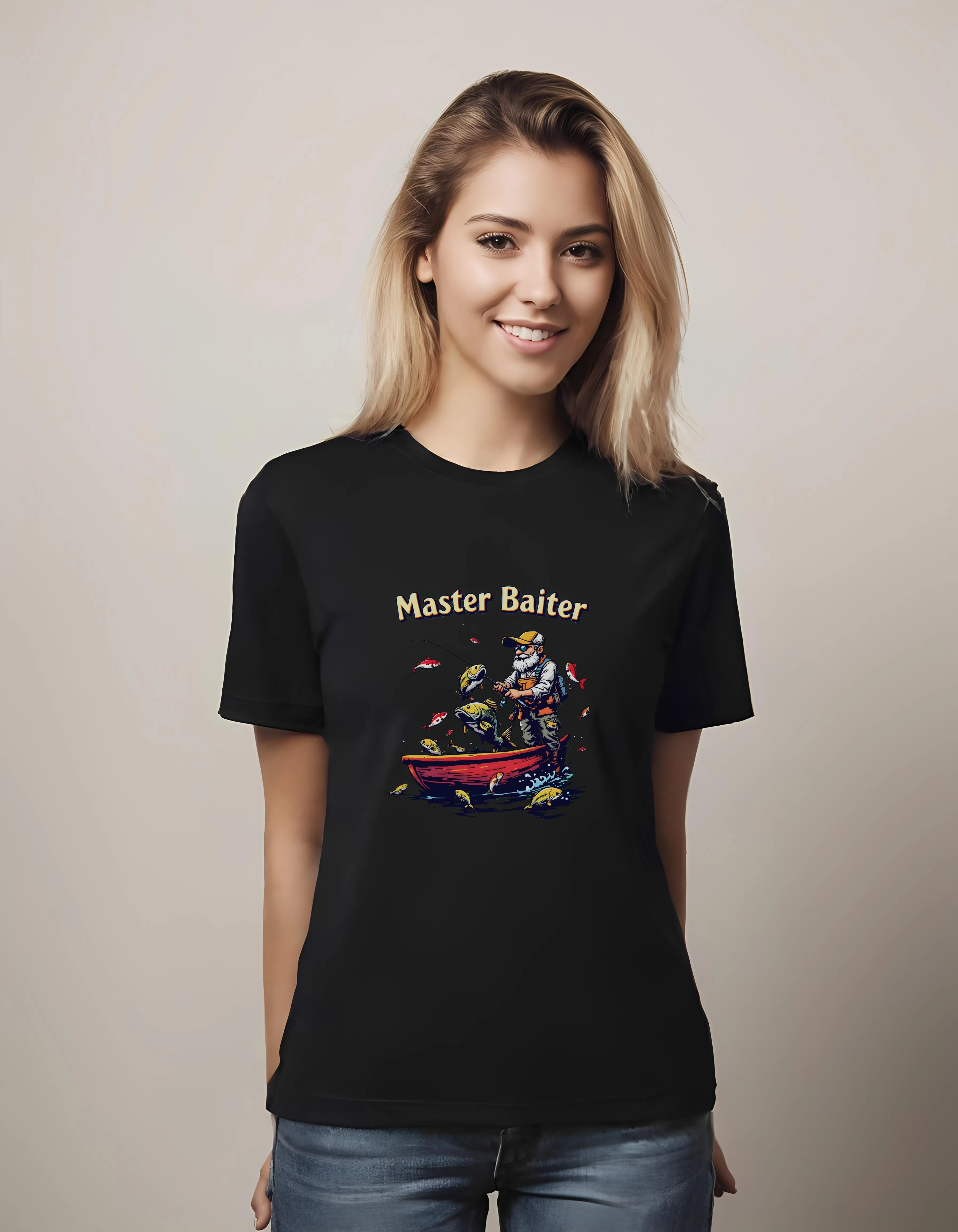Cartoon Master Baiter Fishing Design | Classic T-Shirt (Unisex)