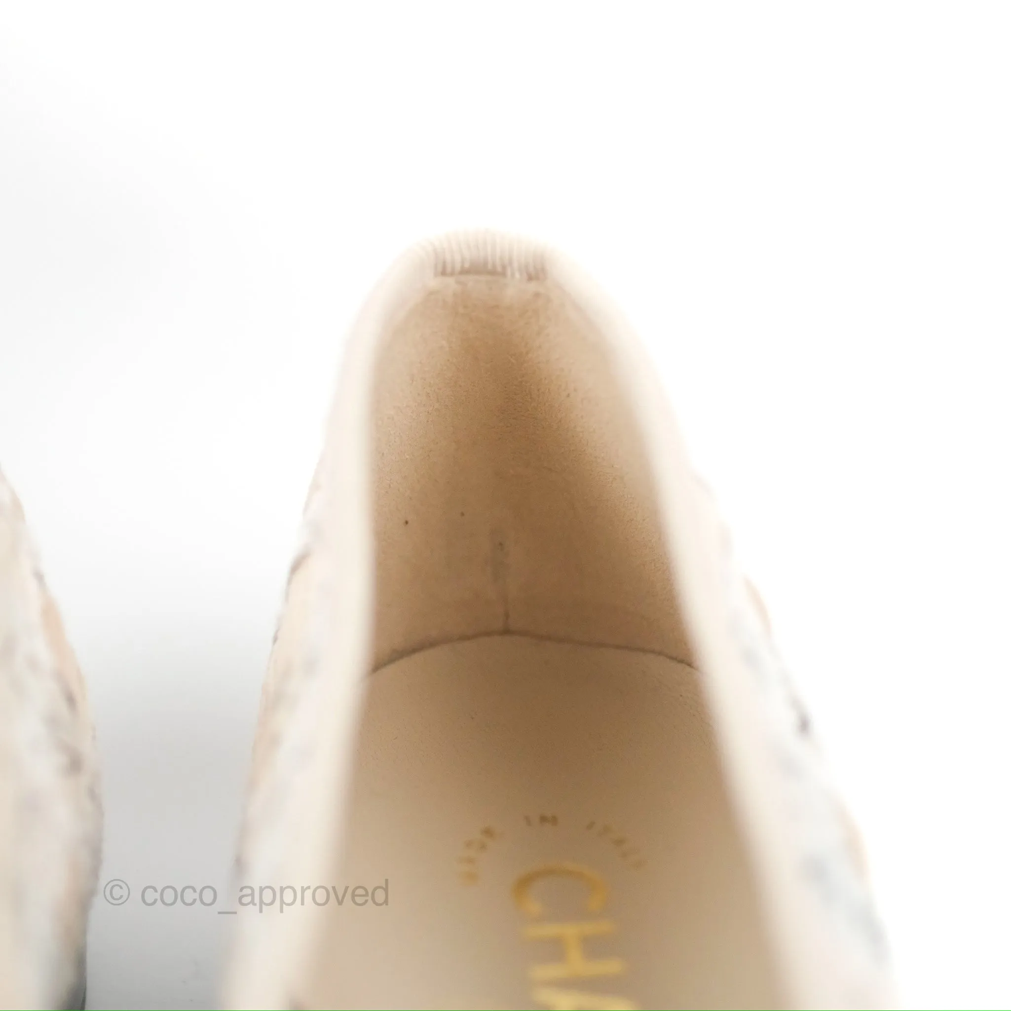 Chanel Ballerina Flats Light Pink/Black Fabric Size 36.5