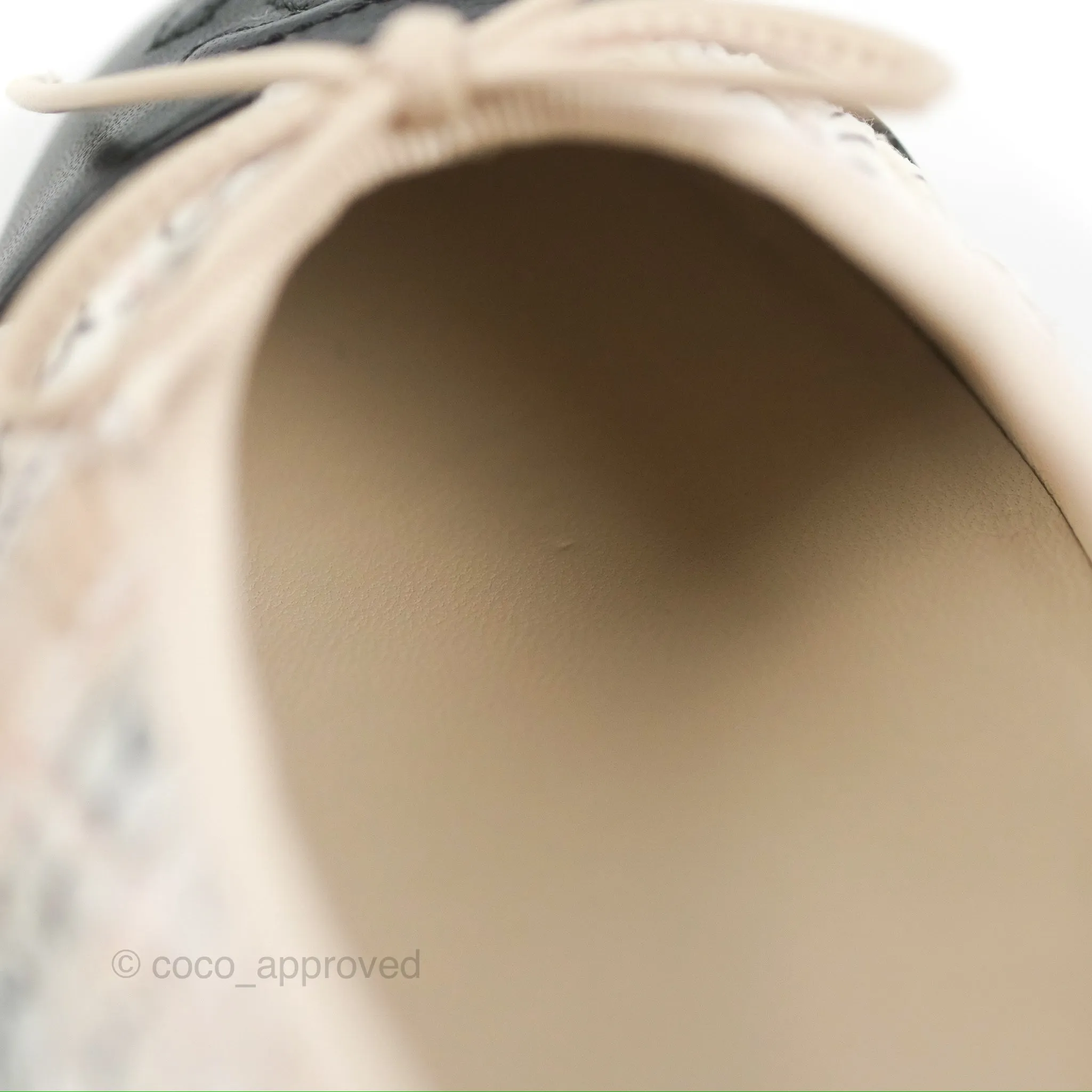Chanel Ballerina Flats Light Pink/Black Fabric Size 36.5