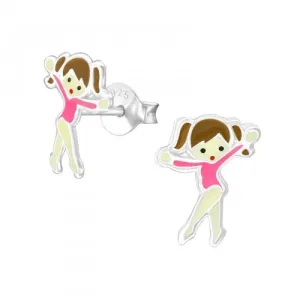 Children's Sterling Silver Ballet Dancer Stud Earrings