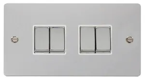 Click Define FPCH414WH Flat Plate 10AX Ingot 4-Gang 2-Way Plate Switch - Polished Chrome (White)