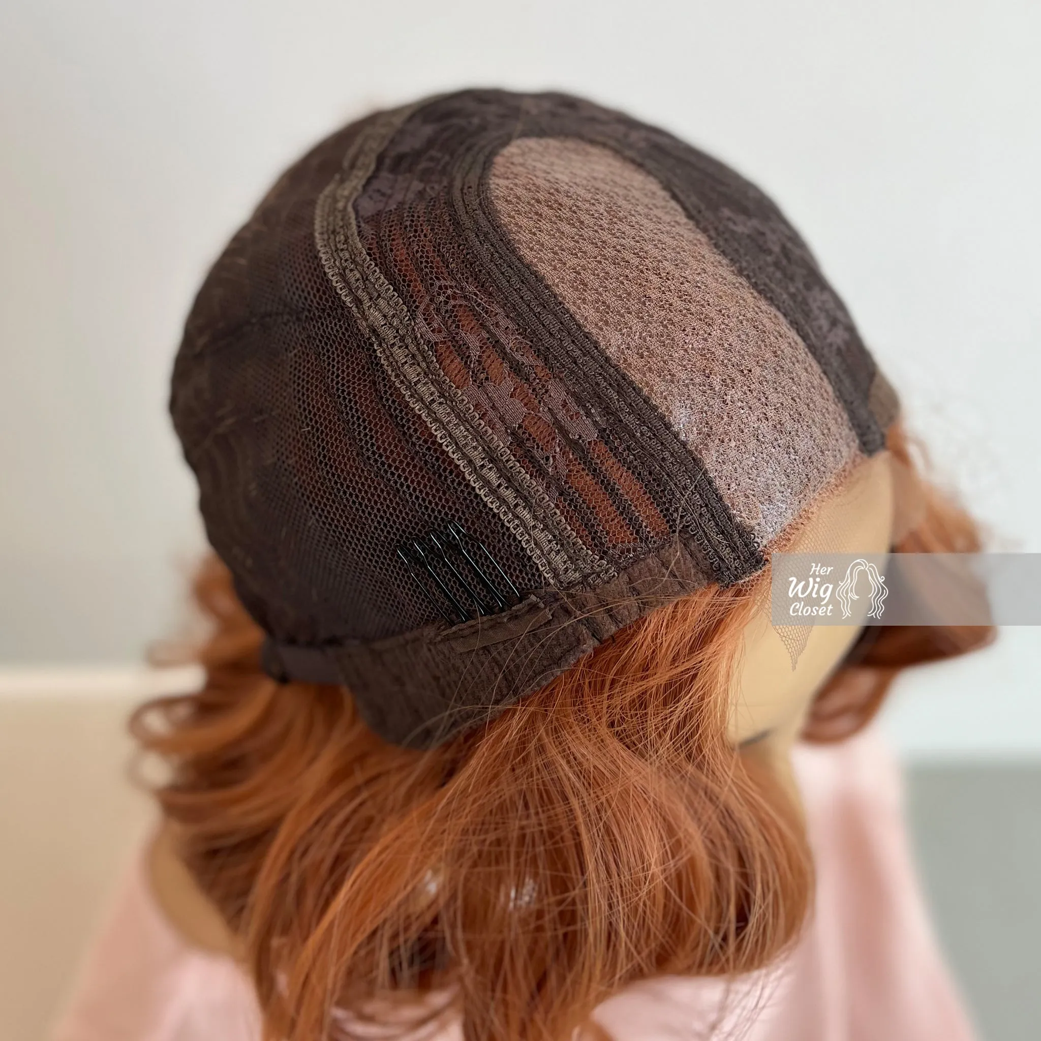 Copper Red Orange Wavy Side Parting Small Lace Wig | Dee