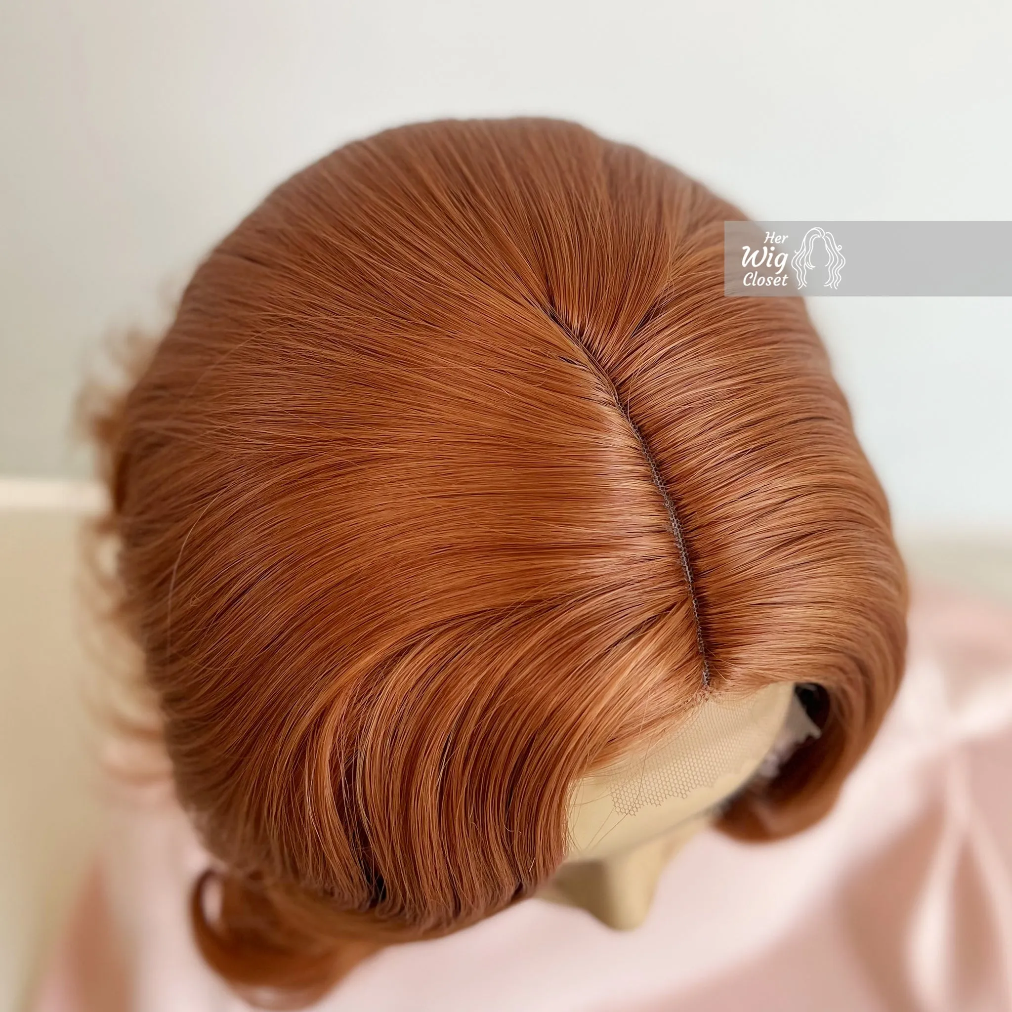 Copper Red Orange Wavy Side Parting Small Lace Wig | Dee