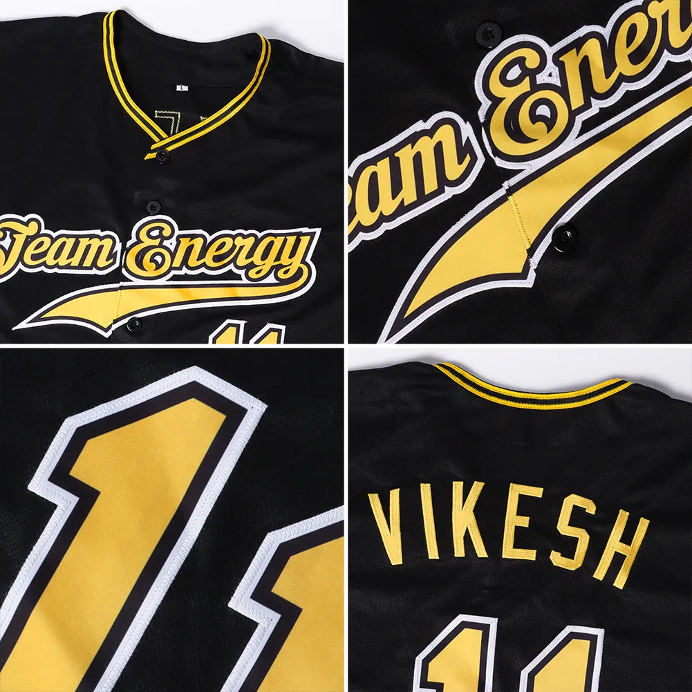 Custom Black Crimson-City Cream Authentic Baseball Jersey
