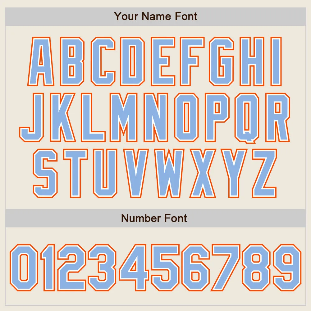 Custom Cream Light Blue White-Orange Authentic Two Tone Baseball Jersey