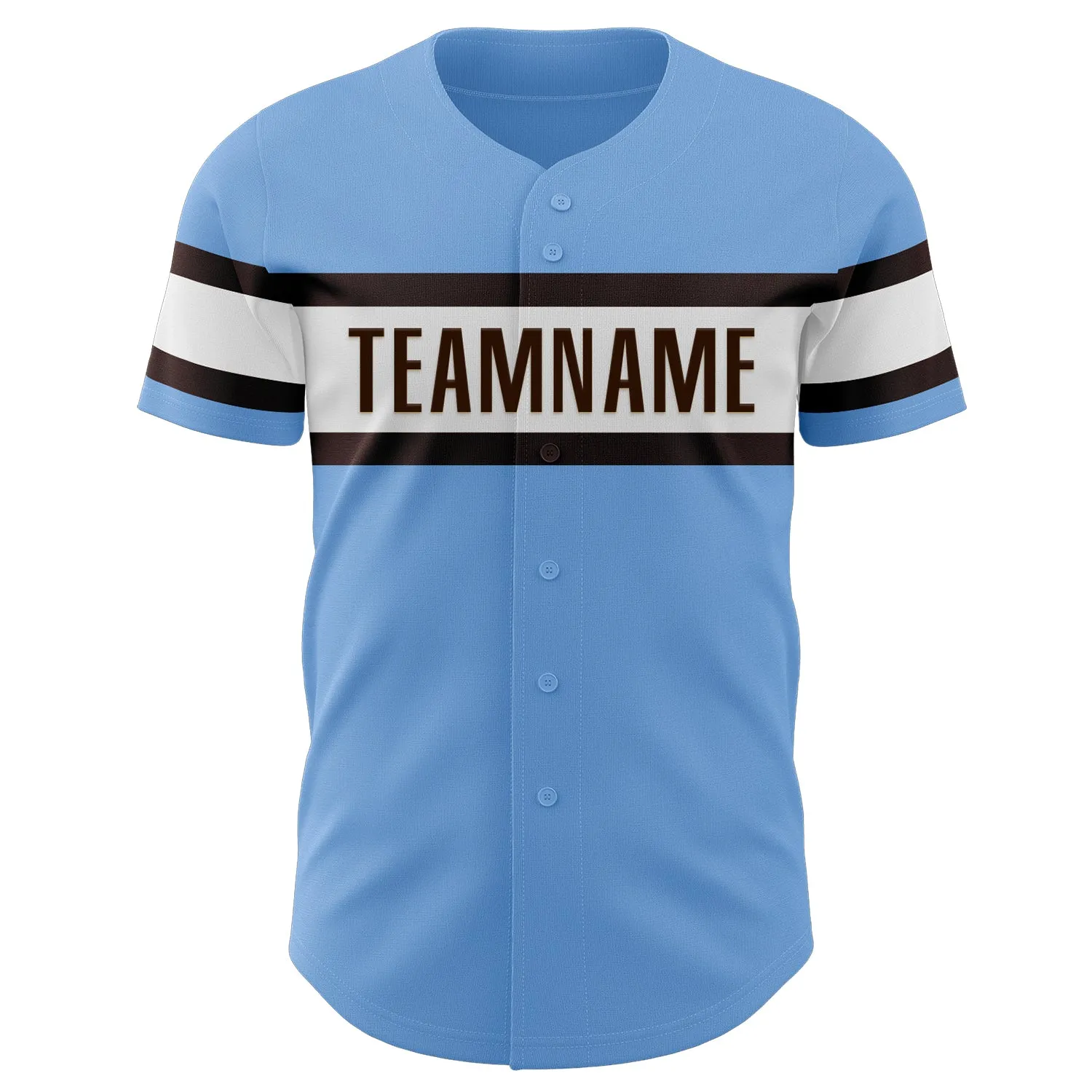 Custom Light Blue Brown-White Authentic Baseball Jersey