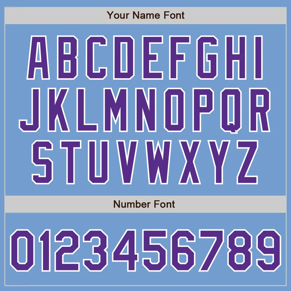 Custom Light Blue Purple-White Authentic Baseball Jersey