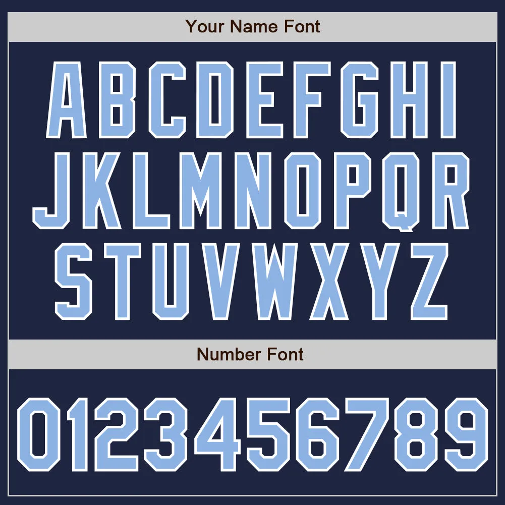Custom Navy Light Blue-White Authentic Baseball Jersey