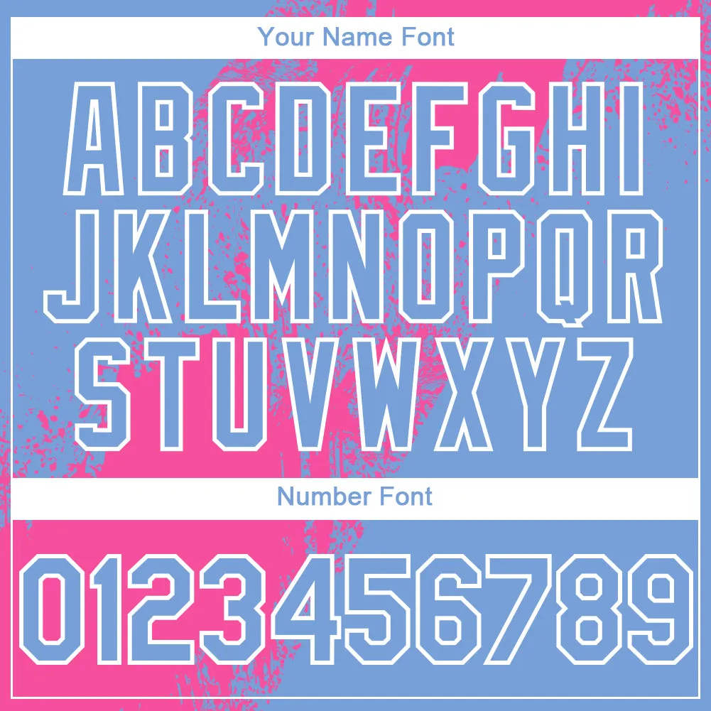 Custom Pink Light Blue-White 3D Pattern Abstract Brush Stroke Two-Button Unisex Softball Jersey