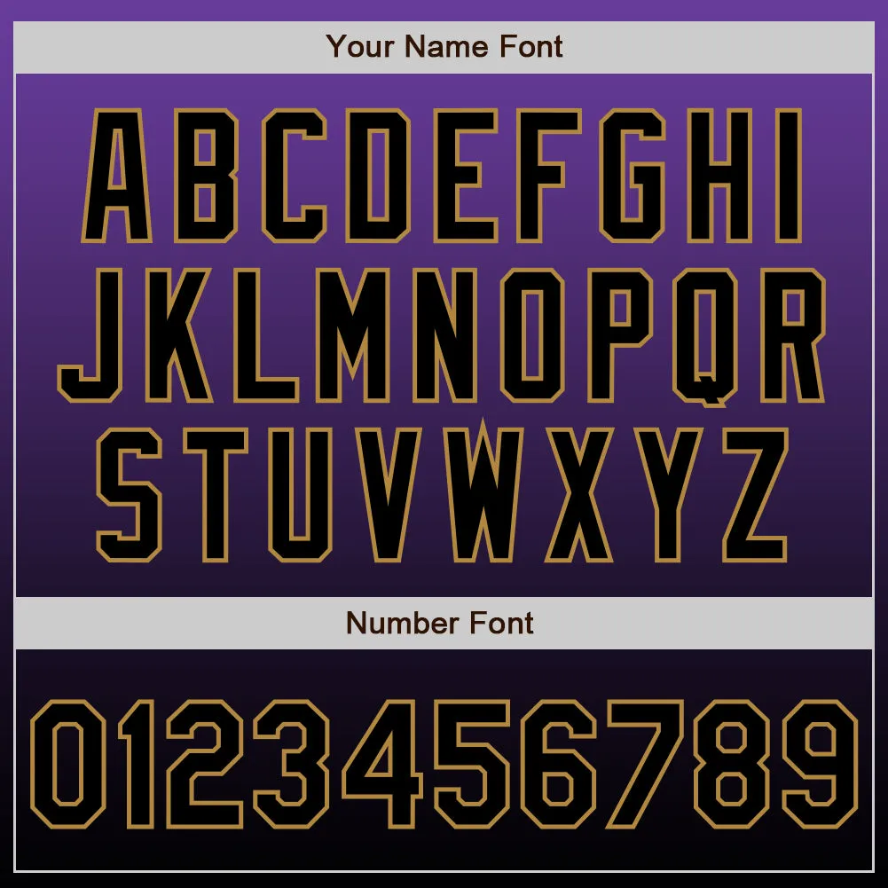 Custom Purple Black-Old Gold Authentic Fade Fashion Baseball Jersey