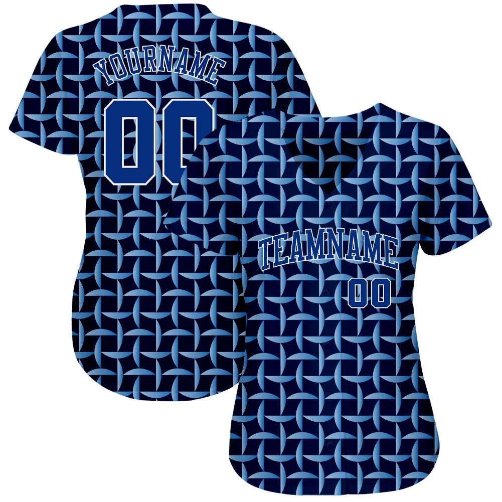 Custom Royal Royal-White 3D Pattern Design Authentic Baseball Jersey