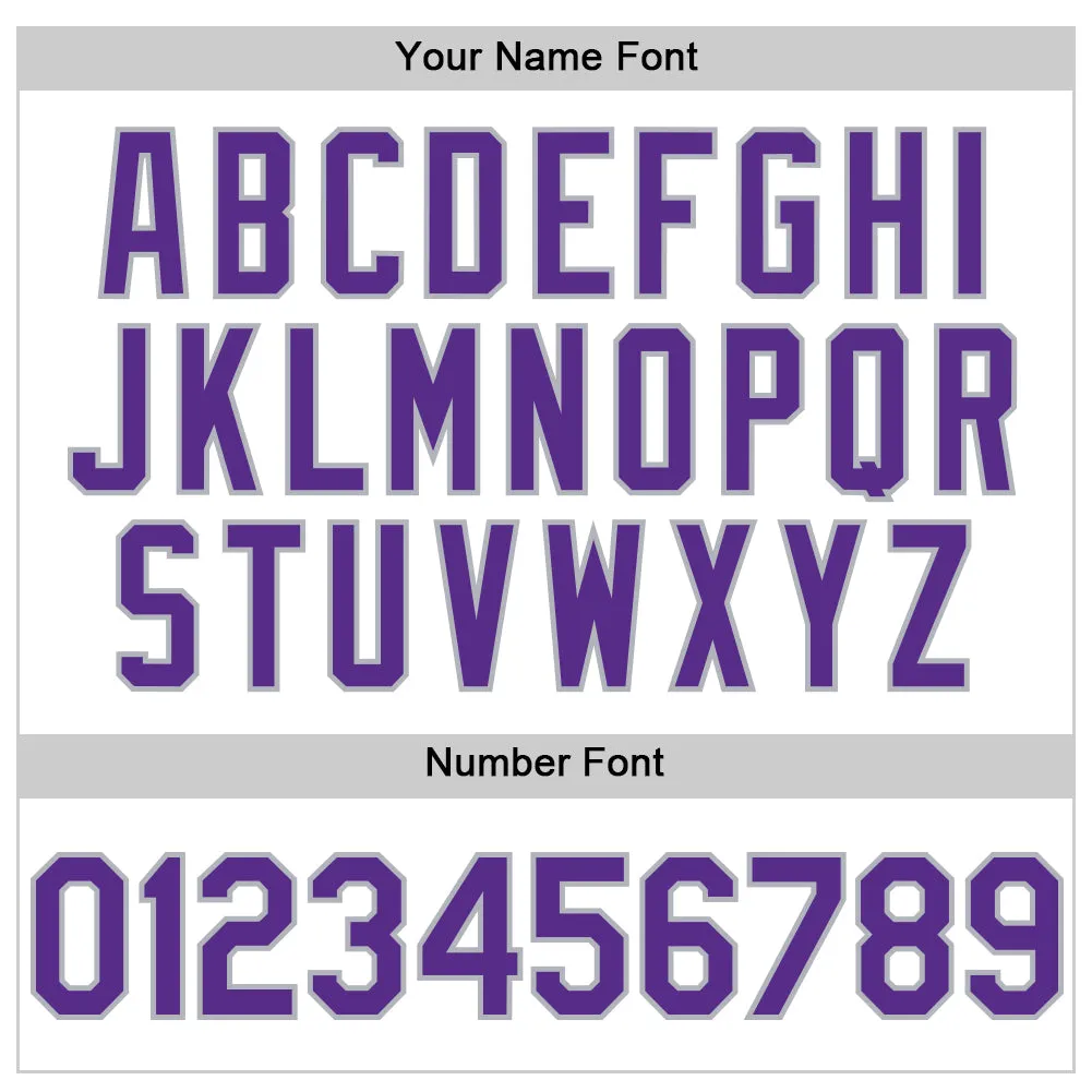 Custom White Purple-Gray Line Authentic Baseball Jersey