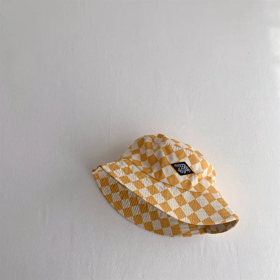 Cute Checkerboard Kids Bucket Hat – Soft Plaid Sun Cap for Baby Boys & Girls