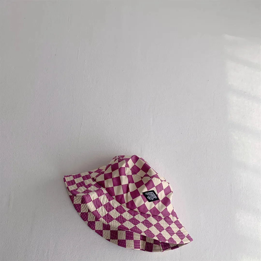 Cute Checkerboard Kids Bucket Hat – Soft Plaid Sun Cap for Baby Boys & Girls
